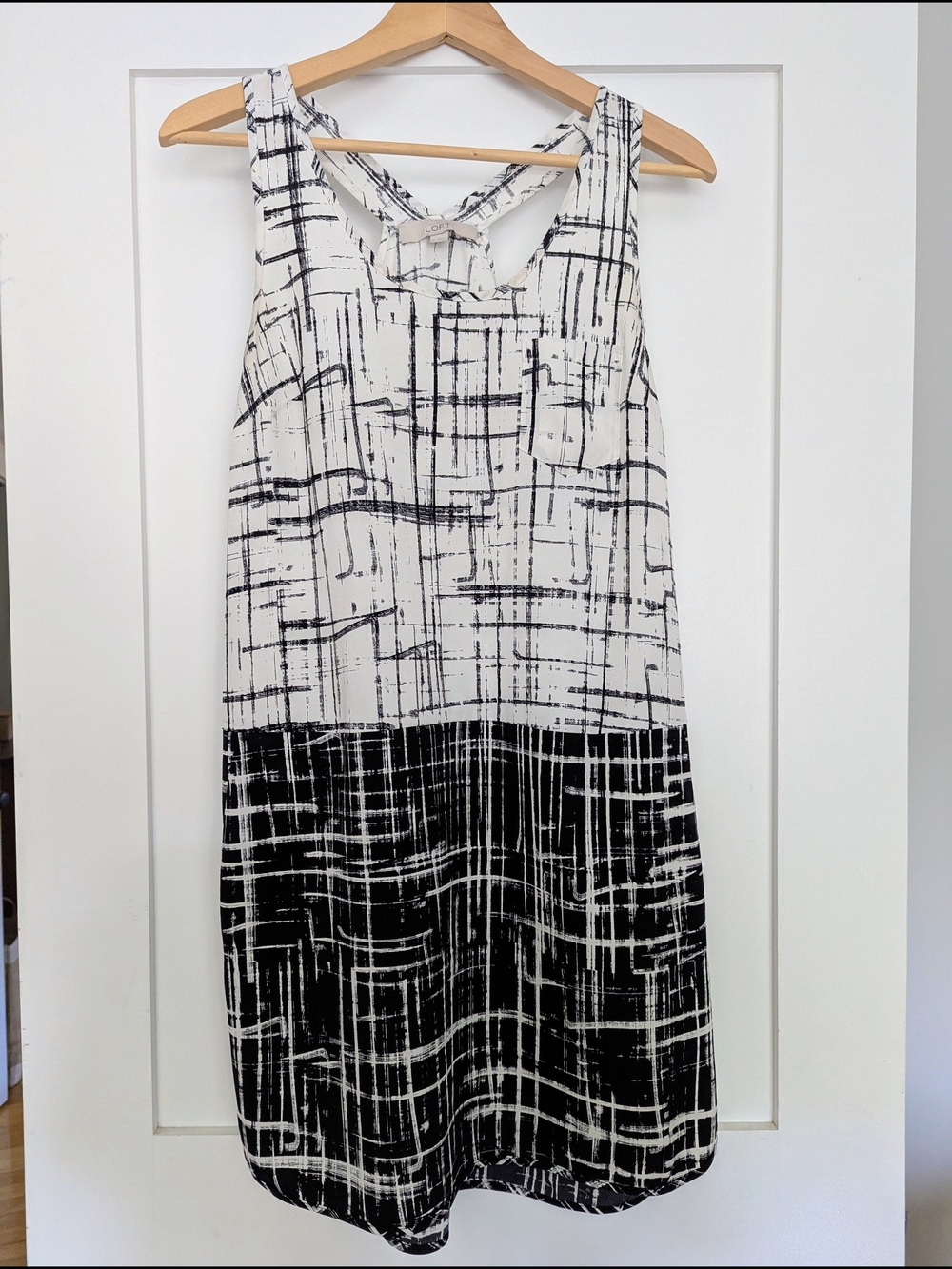 LOFT Colorblock Grid Print Shift Dress Sleeveless Racerback Sz S